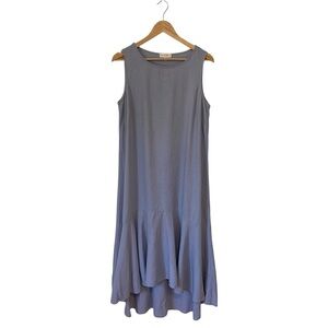 Cynthia Rowley Linen Blend Blue Sleeveless Ruffle Maxi Dress Size Large
